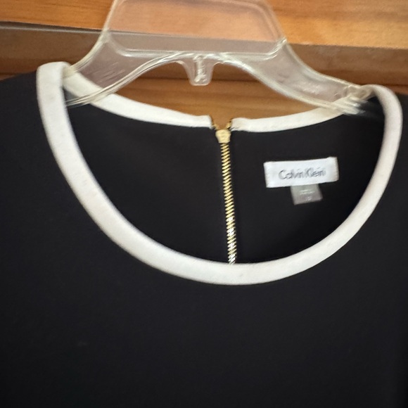 Calvin Klein Long Sleeve Black Dress with White Trim - Picture 3 of 10